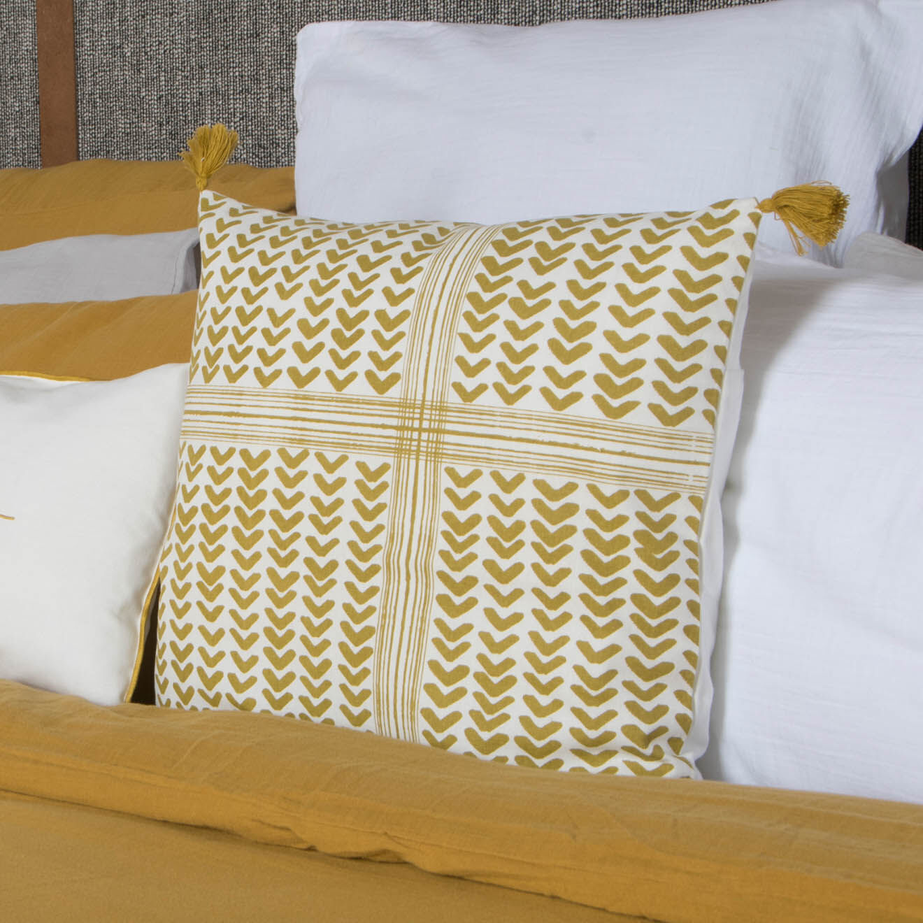 Febronie Housse de coussin Zanzibar jaune - 50x50 cm