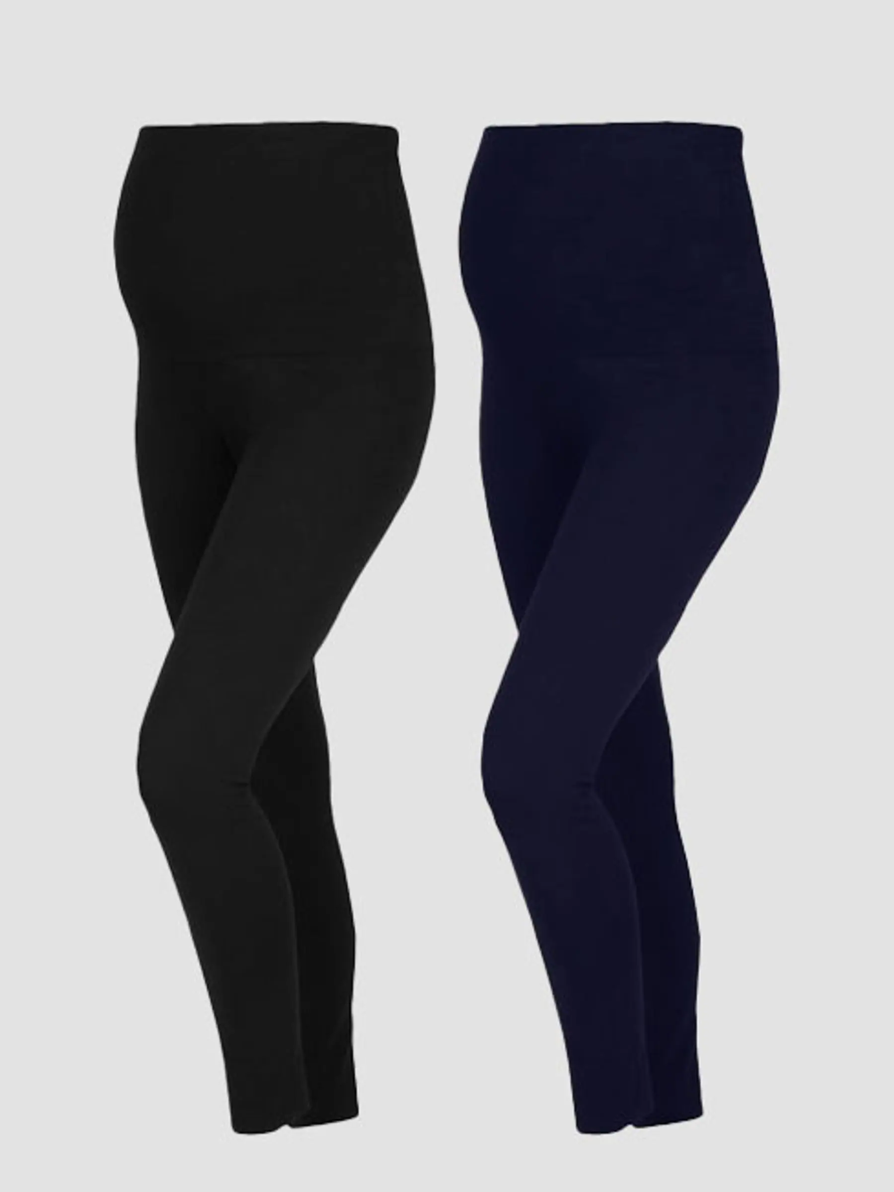 JoJo Maman Bébé Cotton Rich Maternity Leggings 2 Pack