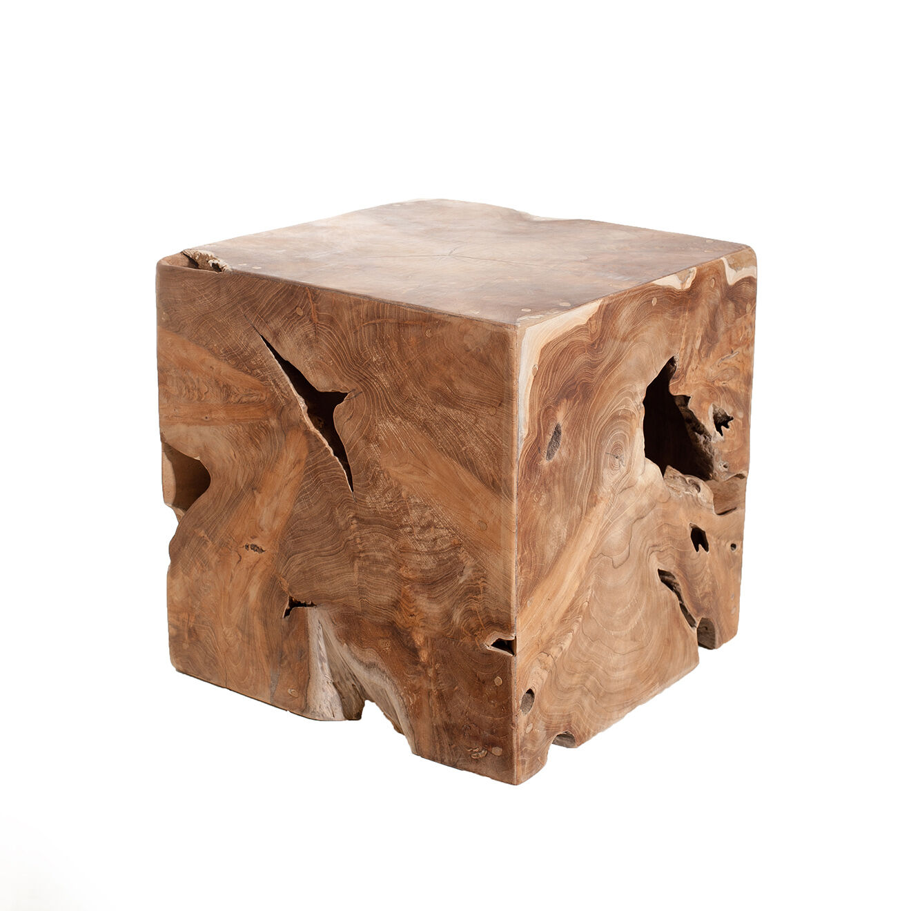 Macabane Cube nature Teck  - 40x40x40 cm