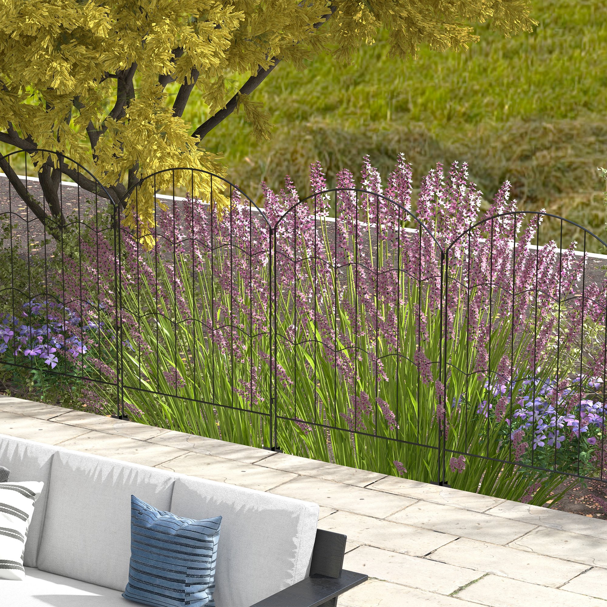 Cercas de jardim pretas Outsunny