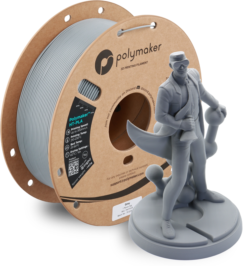 Polymaker  HT-PLA Grey, 1,75 mm / 1000 g    Hochleistungs-PLA für hitzestabile 3D Druckanwendungen in Grey