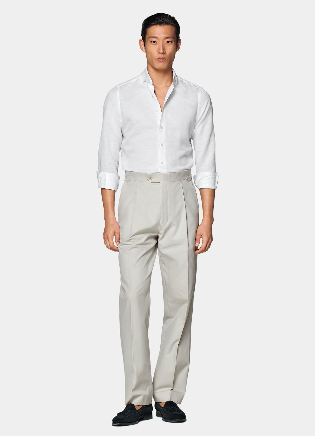 Chemise coupe très ajustée en twill blanche