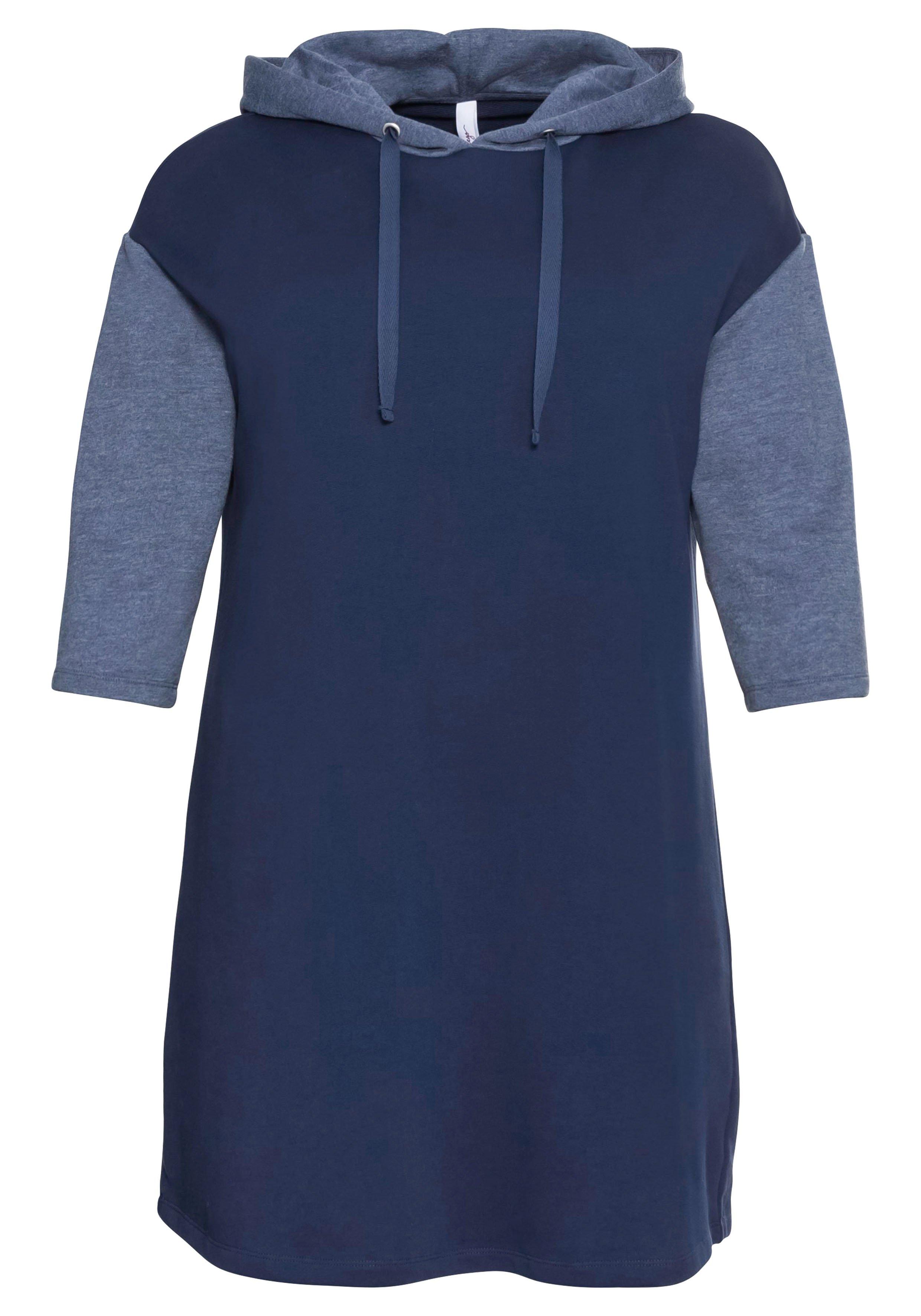 Sweatkleid mit Kapuze und Kontrastdetails