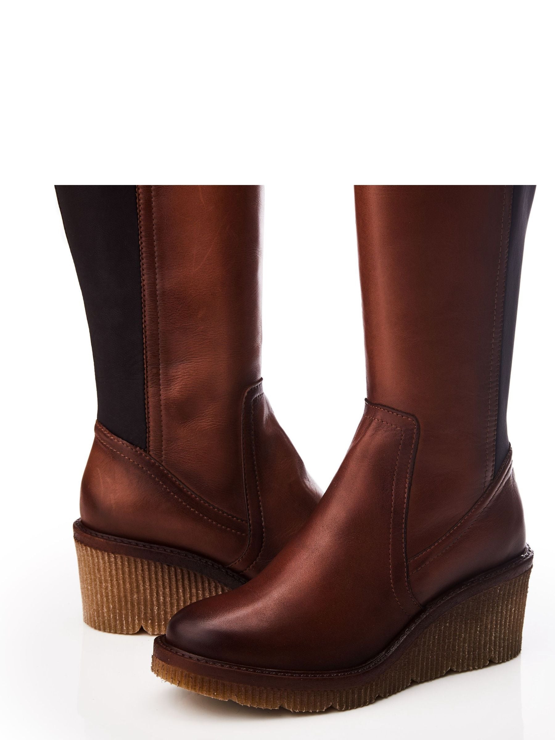 Bruin - Moda in Pelle Harpette Crepe Wedge Long Side Zip Boots