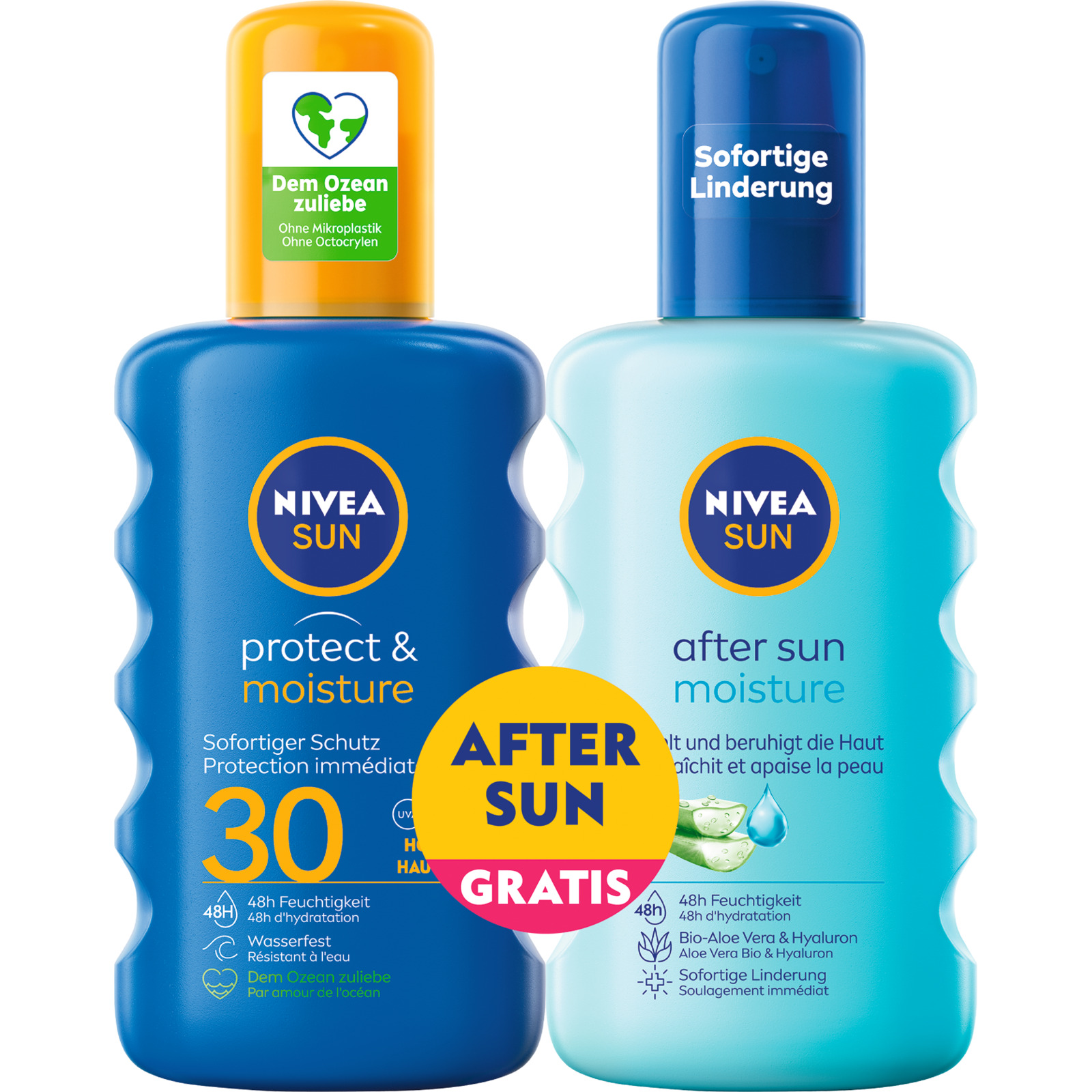 Nivea Sun Protect & Moisture Sonnenspray LSF 30 200 ml + After Sun Moisture Spray 200 ml