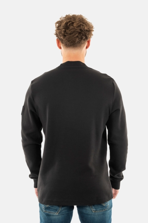 Polos manches longues calvin klein jeans badge waffle beh black