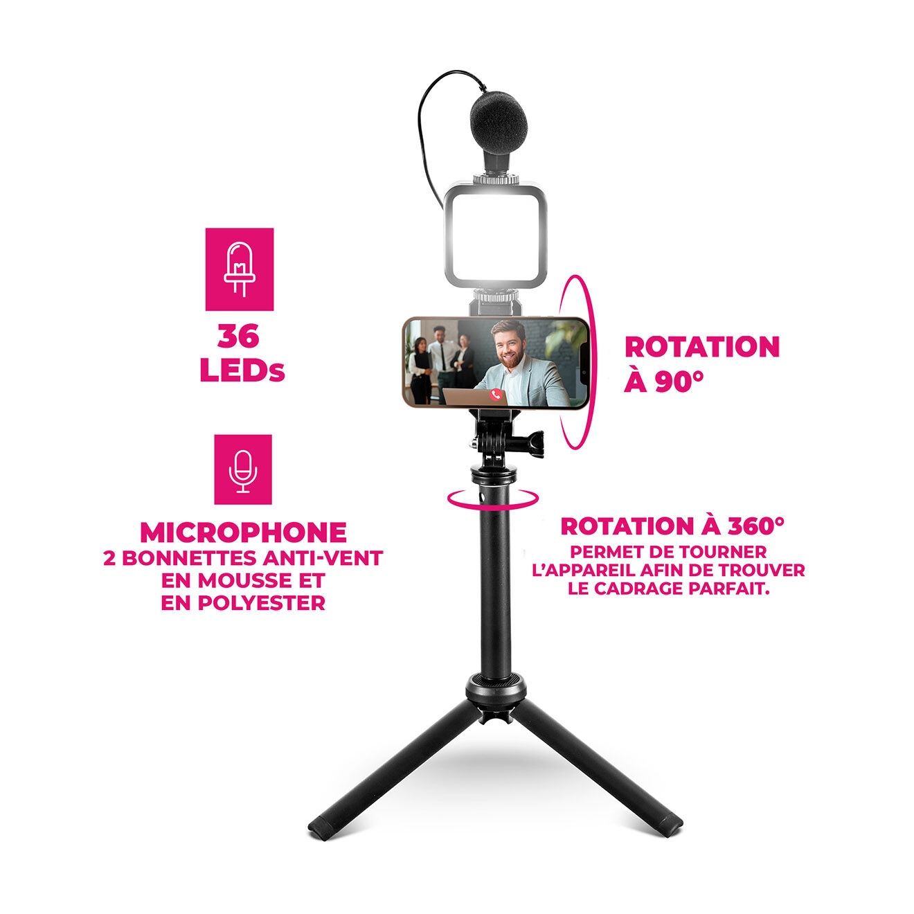 WI-LIGHT Kit Vlogging livestreaming 100 noir