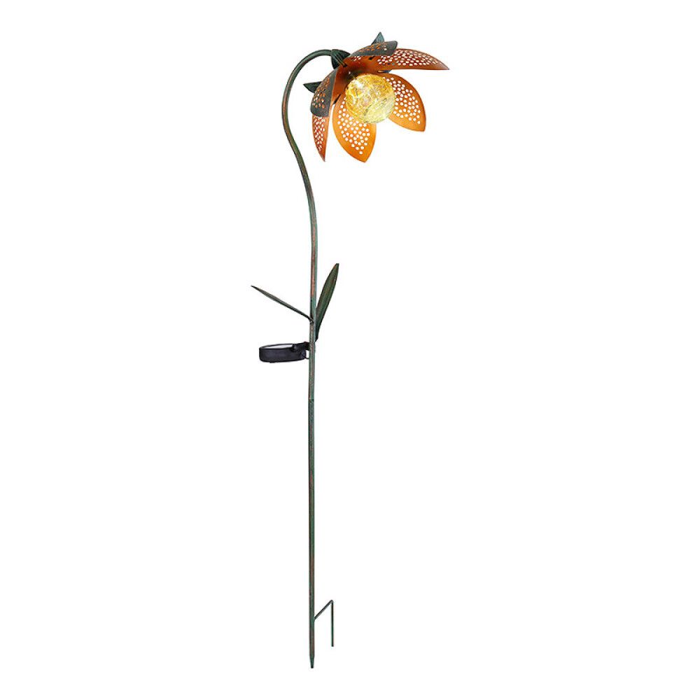SOLCELLELAMPE GLOBO GLASSKULE BLOMSTER AMBER