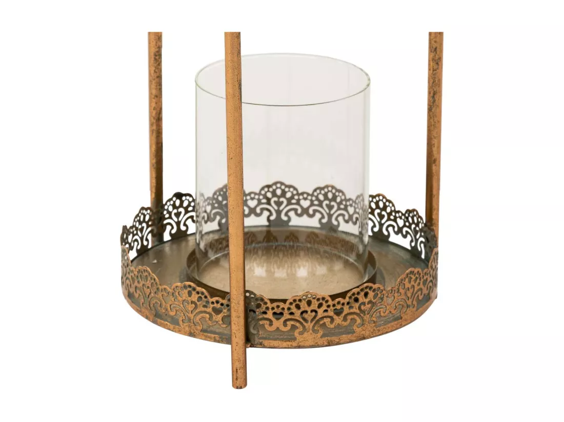 Bougeoir en métal doré 19.5x19.5x42h