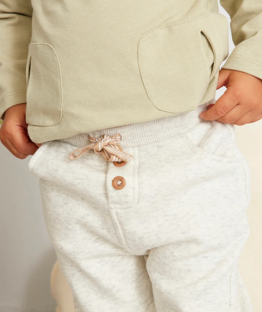 JOGGING GRIS CHINÉ AVEC DÉTAILS BEIGES BÉBÉ GARÇON