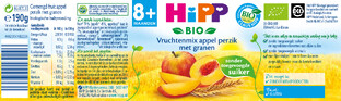 HiPP 8M  Vruchtenmix Appel Perzik En Granen
