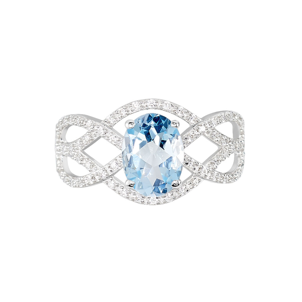 Bague Tina Or Blanc Topaze Et Oxyde De Zirconium