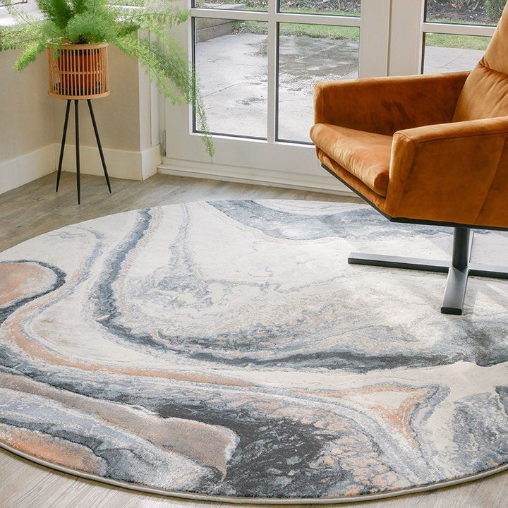 Rond modern vloerkleed - Aspen Blauw 8656 | Zacht