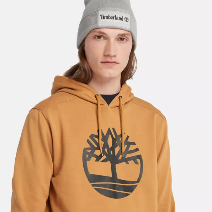 Sweat à capuche à logo arbre Timberland pour homme en jaune foncé