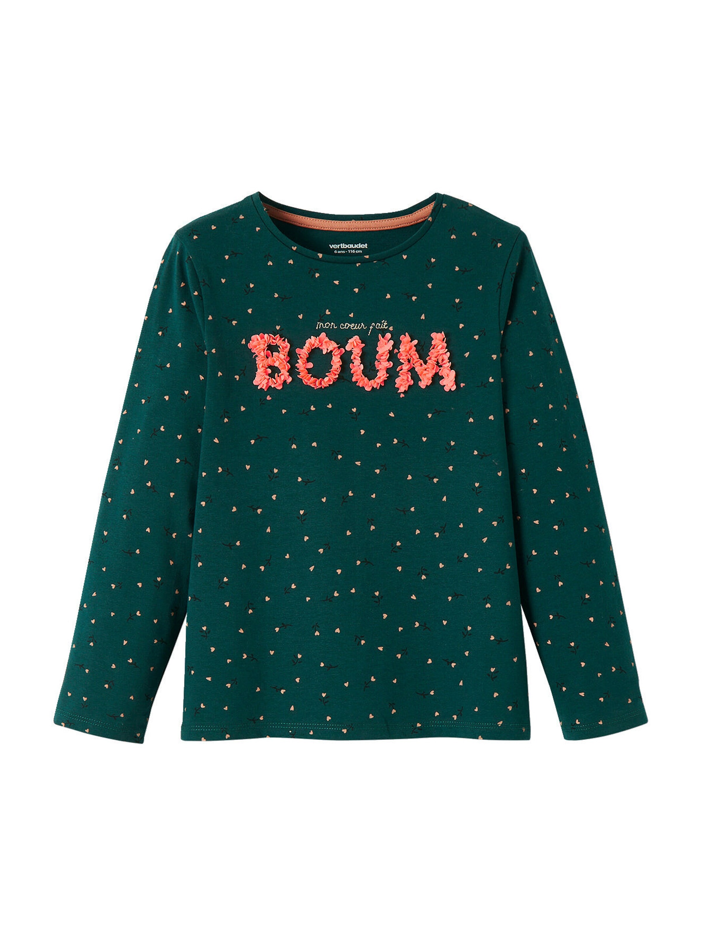 Vertbaudet Mädchen Shirt mit Reliefschrift dunkelgrün