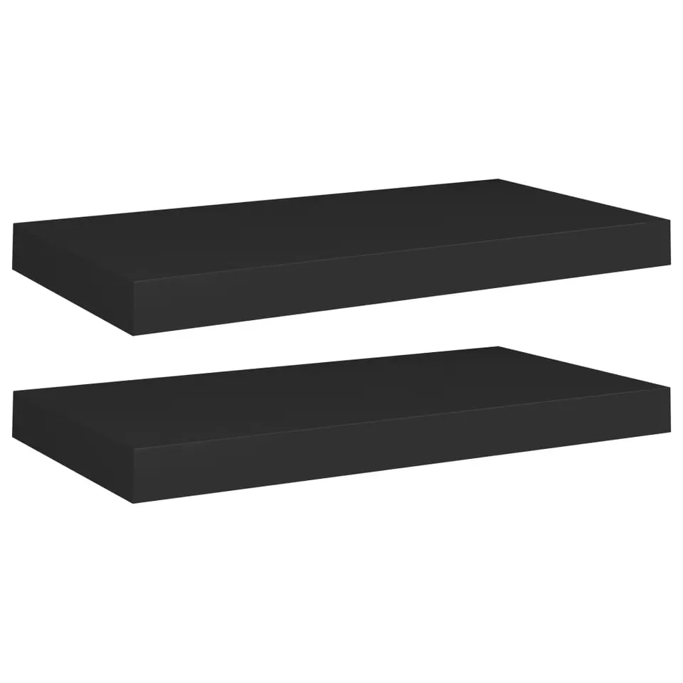 vidaXL - Wandschap - Zwart - MDF - 50 x 23 x 3.8 cm - 2 stuks