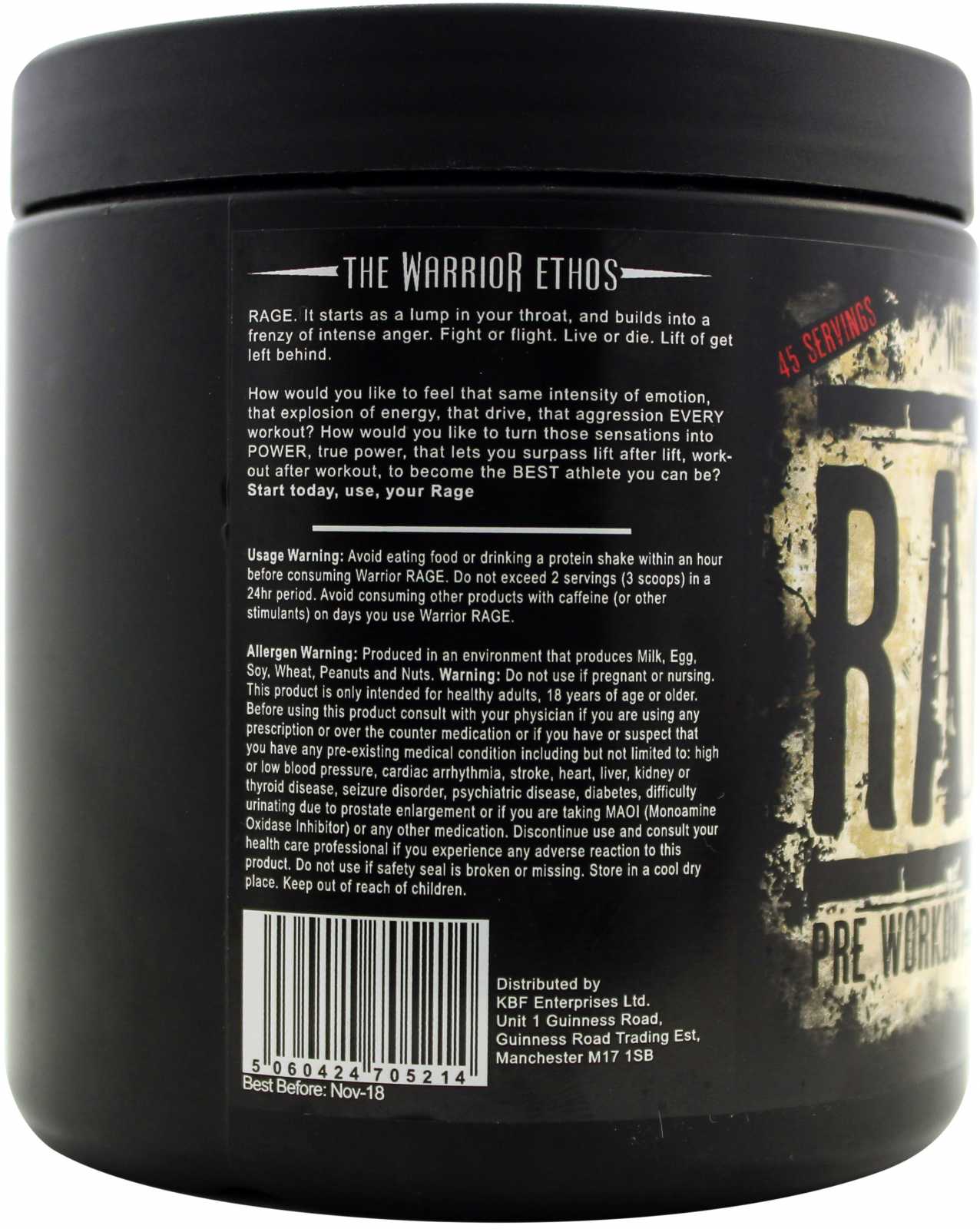 Warrior Supplements Rage 392g