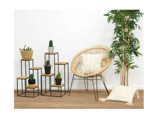 Fauteuil soleil en rotin naturel et métal