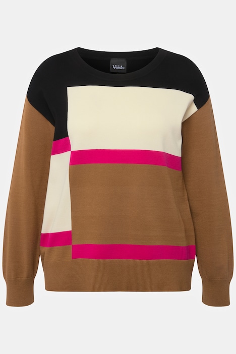 Pullover, Colorblocking, Oversized, Rundhals, 3/4-Arm