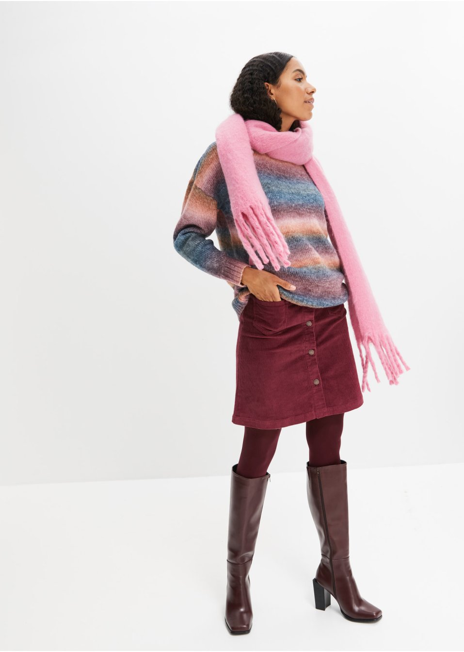 Pull avec dégradé de couleur et teneur en laine