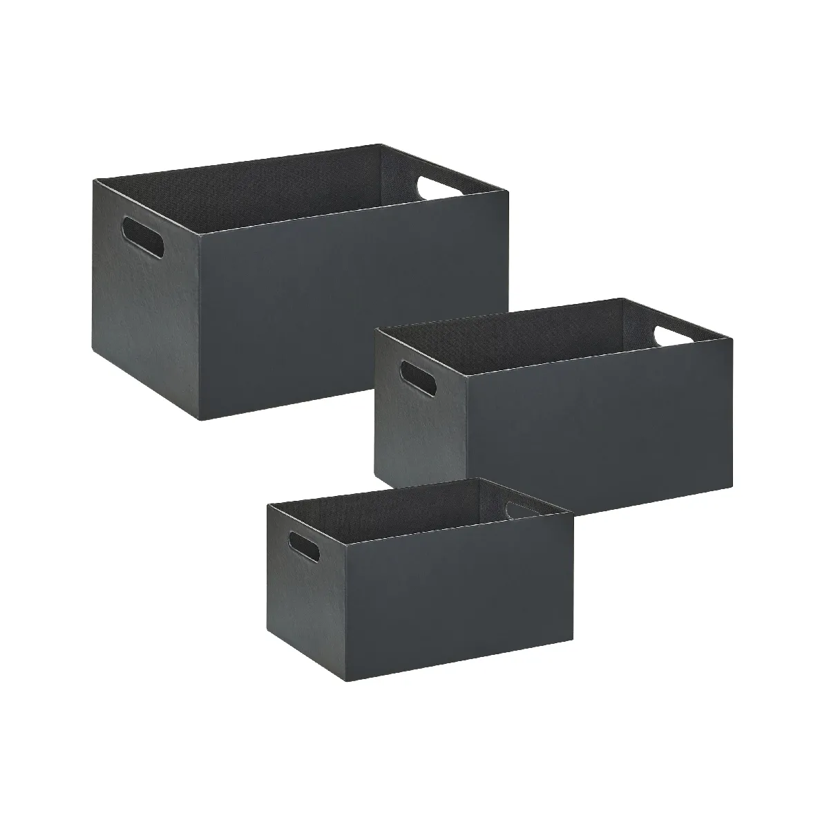 Beliani Larsa - Lot de 3 paniers en cuir PU gris