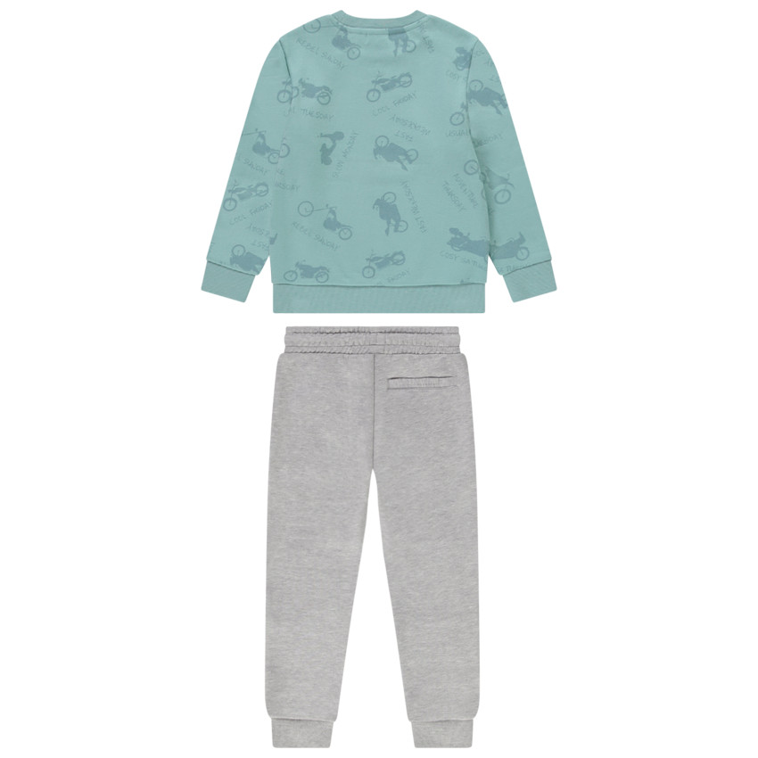 Ensemble en molleton sweat imprimé motos + jogging pour garçon