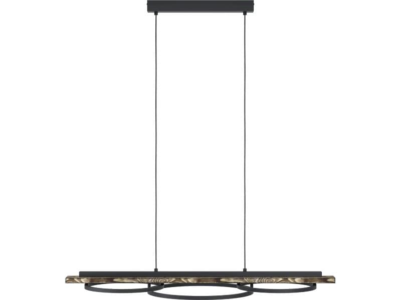 EGLO Leuchten LED-Pendelleuchte BOYAL LED 2 x 12.5W 3000K B Moderne LED-Hängeleuchte aus geflammtem Pinienholz und Metall mit Textilkabeln