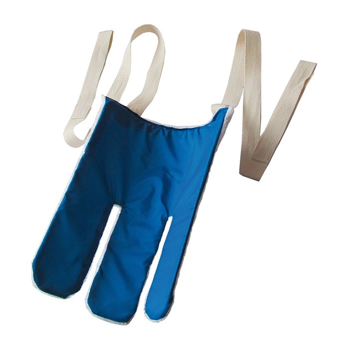 SUNDO Strumpfanzieher frottee blau / weiss mit nylon Zugbänder 1 Stk