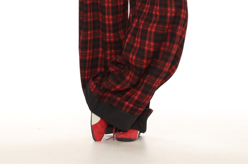 Berrytrix - Geruite broek met hoge taille en wijde pijpen