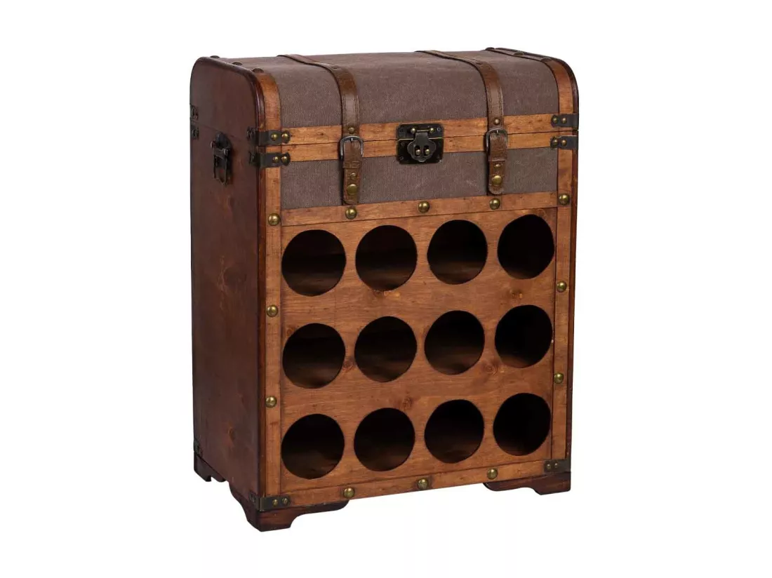 Coffre à bouteilles en bois 45x28x59h cm