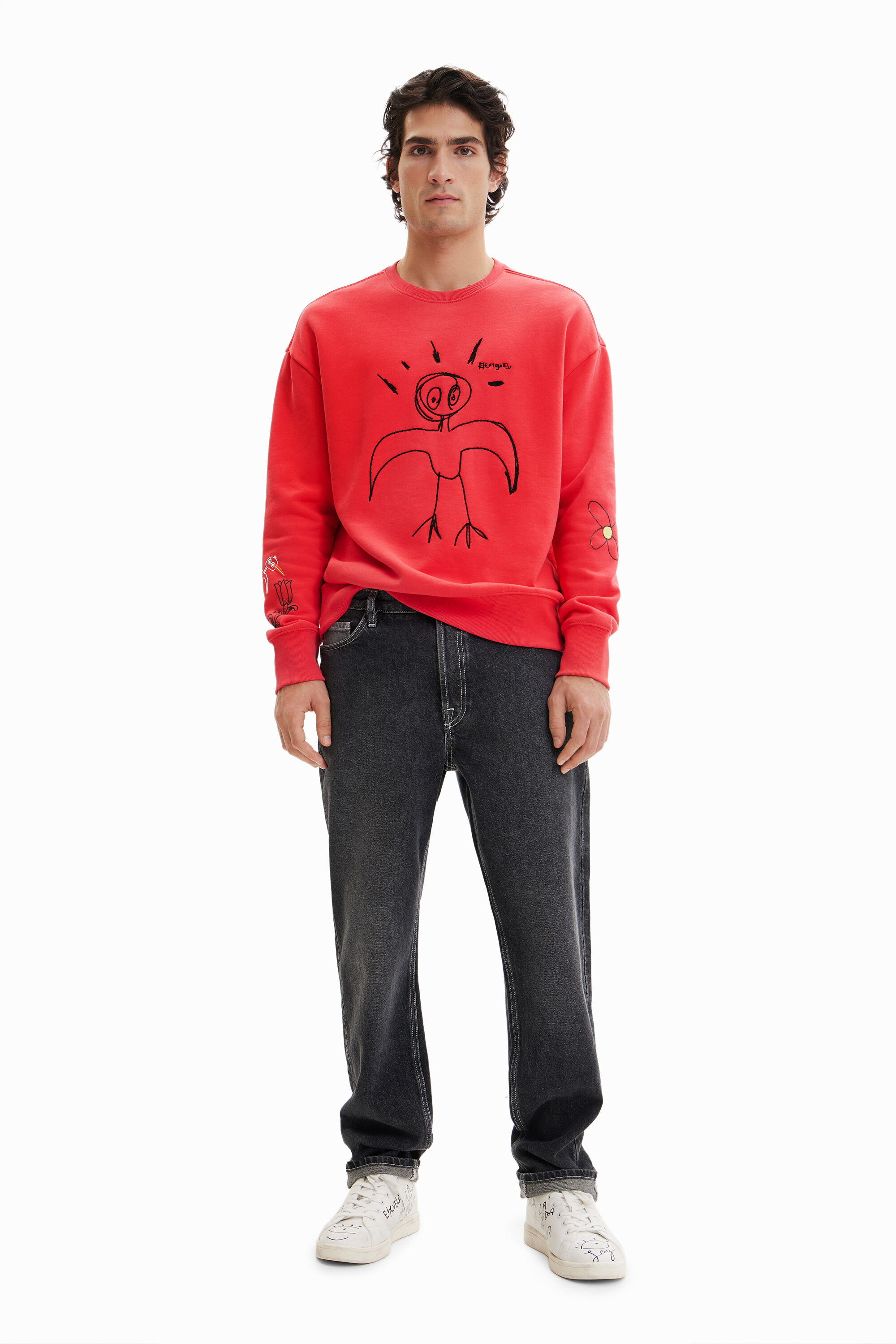 Sweat-shirt oiseau brodé