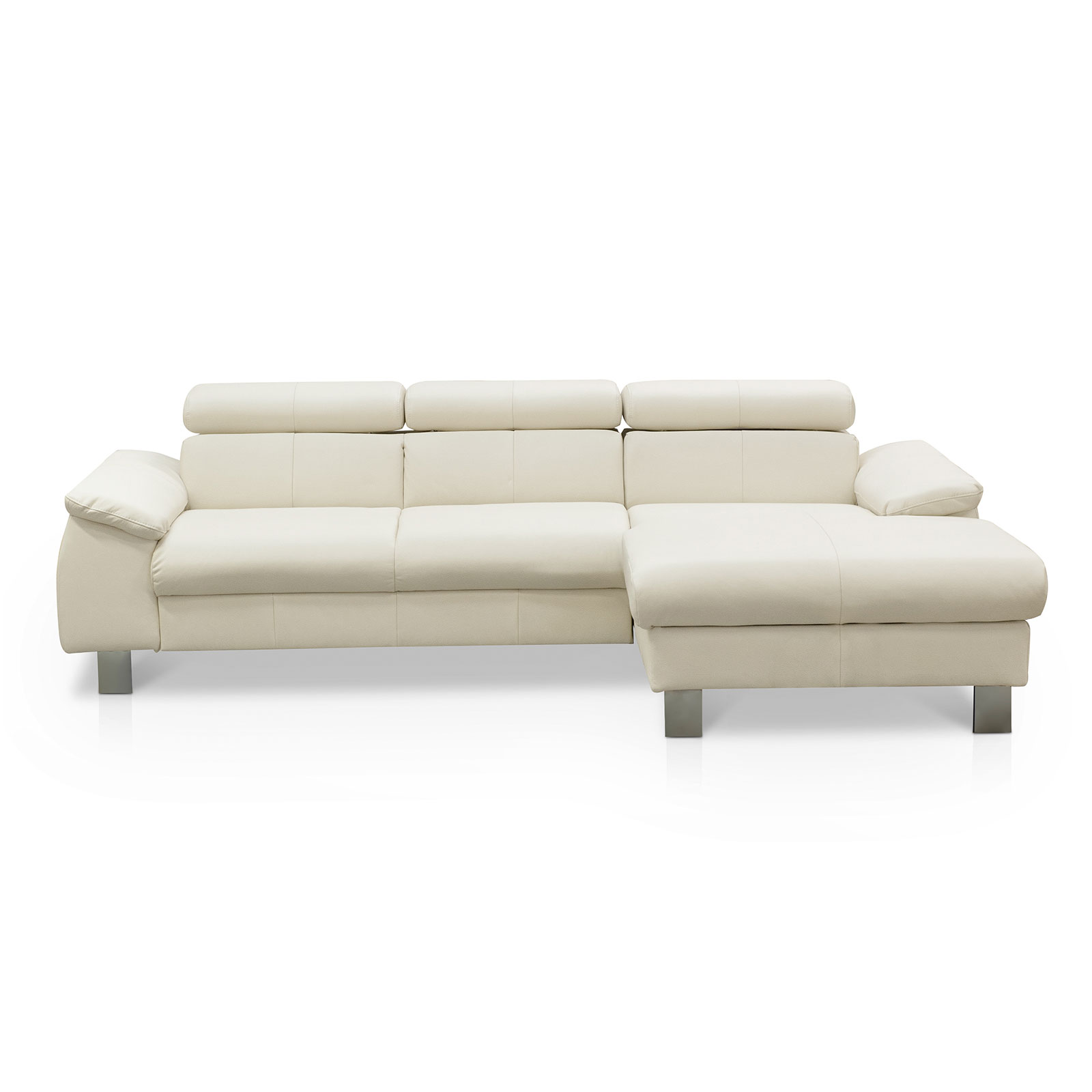 Ledersofa - bianco - Kopfteilverstellung - Recamiere rechts