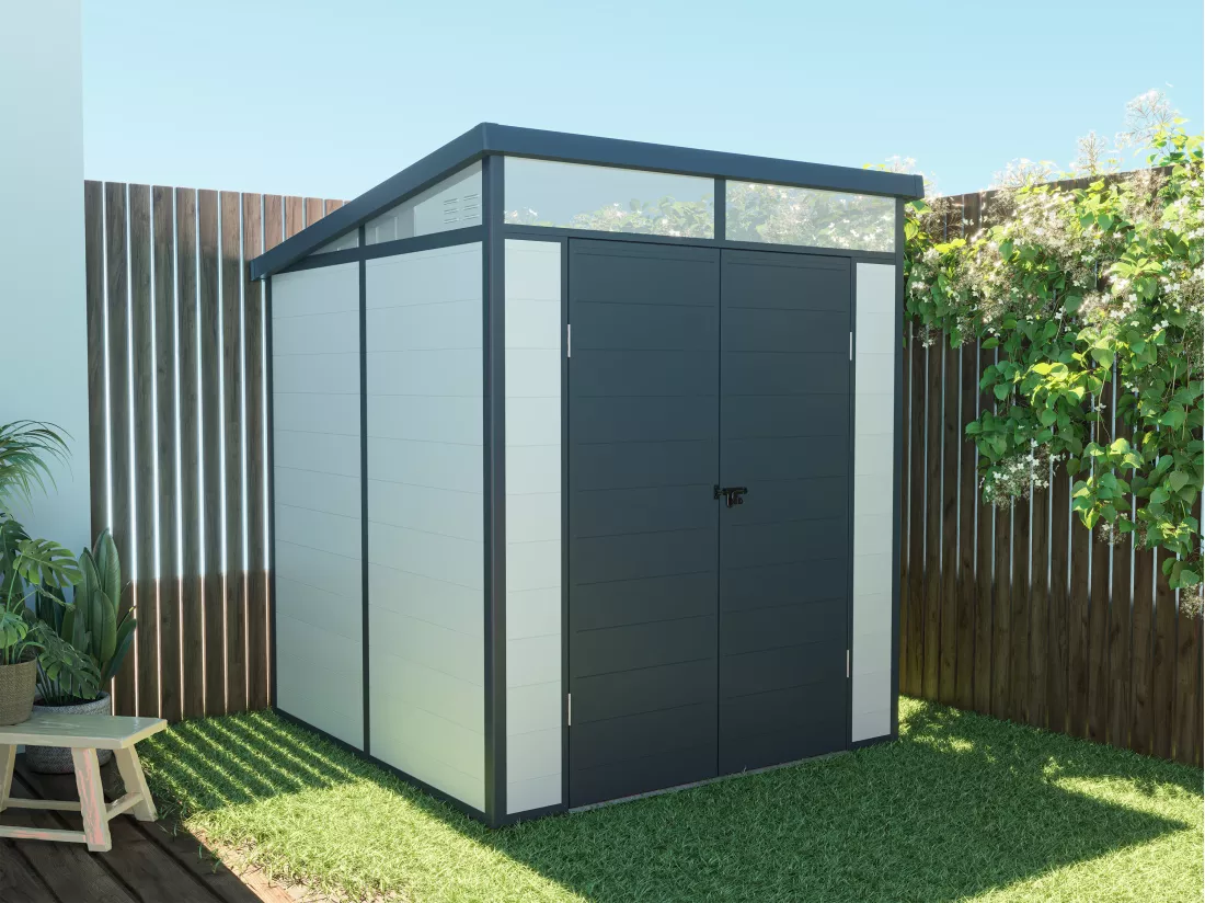 Abri de jardin en résine gris 3,65 m² avec plancher - MINARO