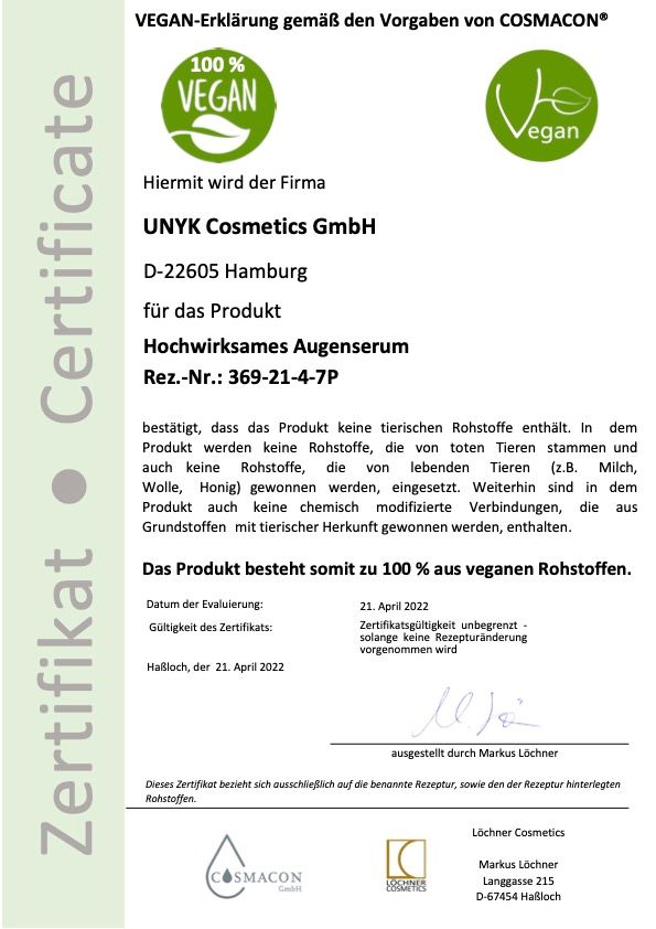 UNYK Hochwirksames Augenserum mit Moltebeere & Küstenkamille