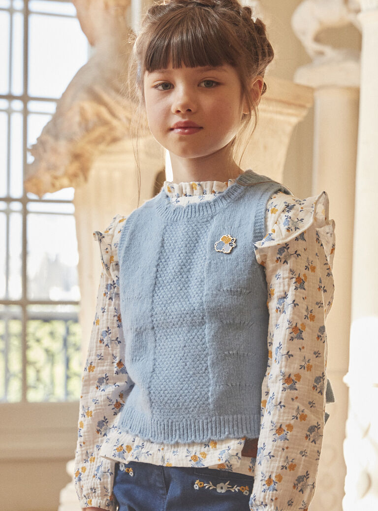 Pull bleu sans manches