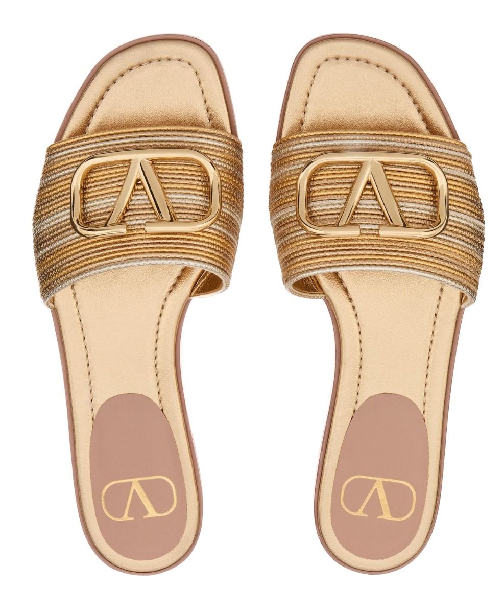 Valentino Garavani Vlogo Signature Metallic Slide