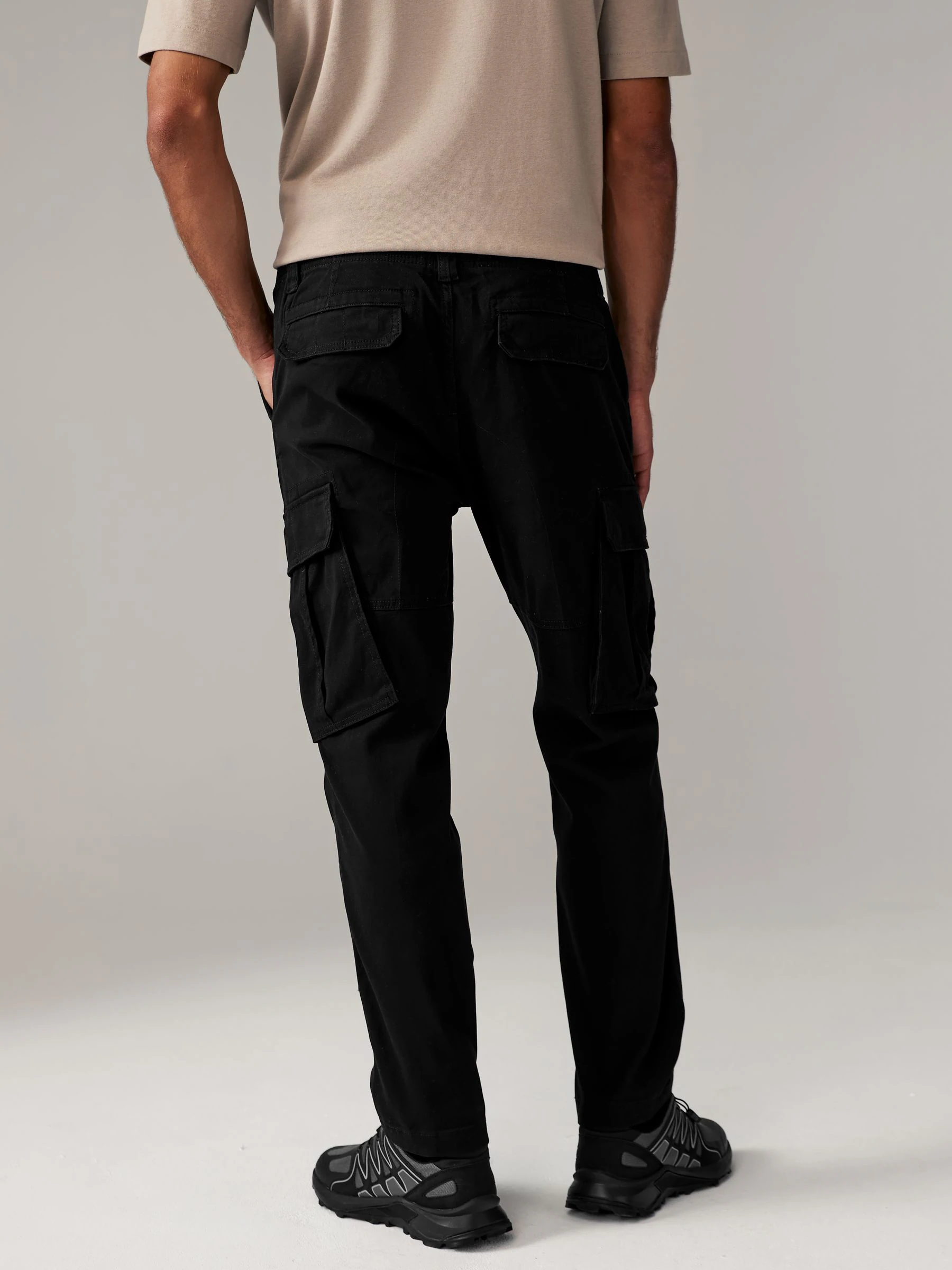 Zwart/antraciet - Slim Fit - Verpakking van 2 stretch-cargobroeken met hoog katoengehalte