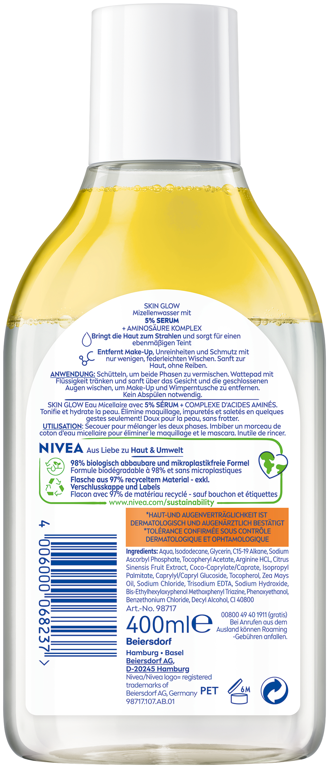 Nivea Mizellenwasser<br>400 ml, Flasche, Skin Glow Serum