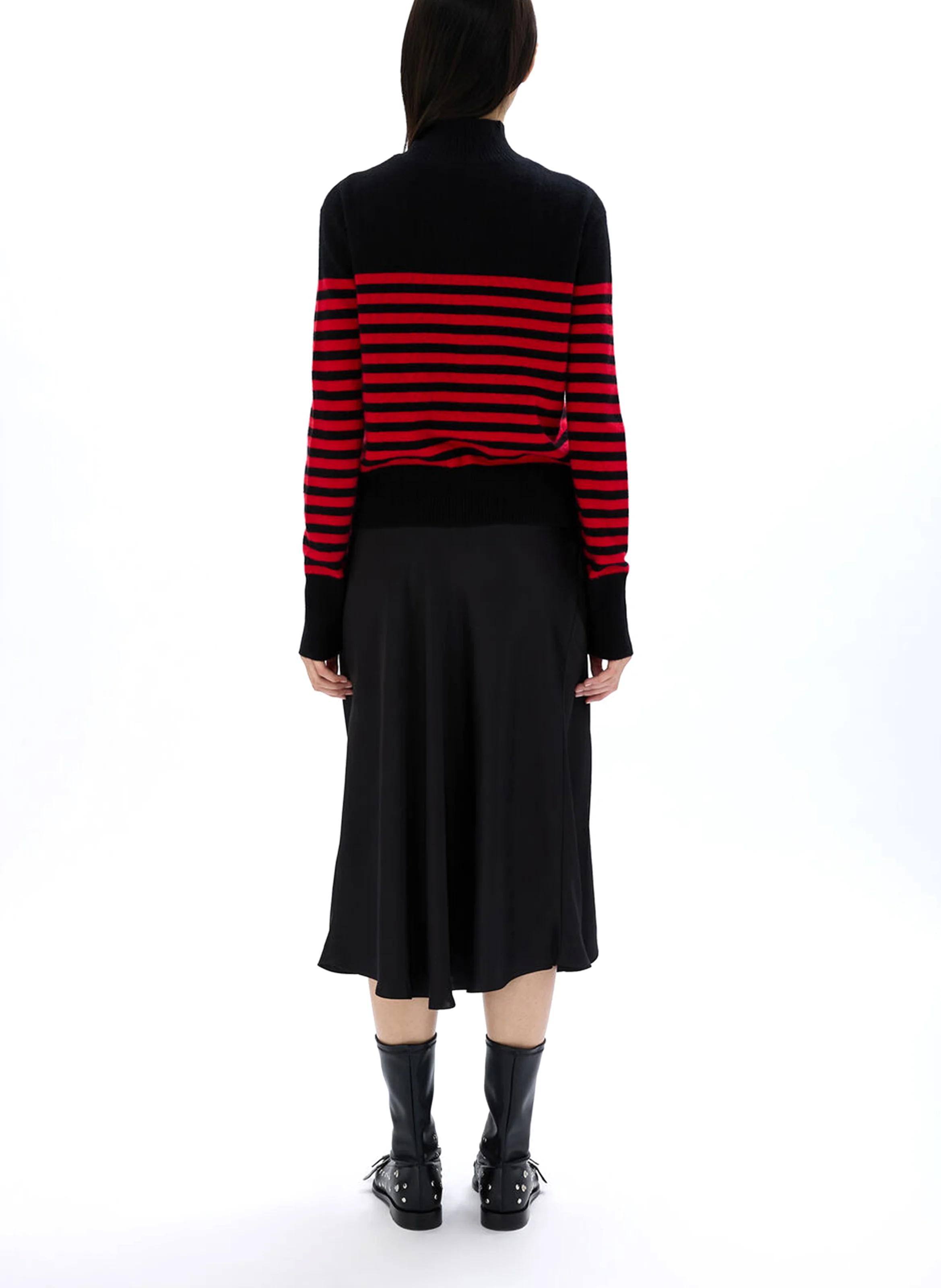 Pull droit col montant en cachemire | Noir