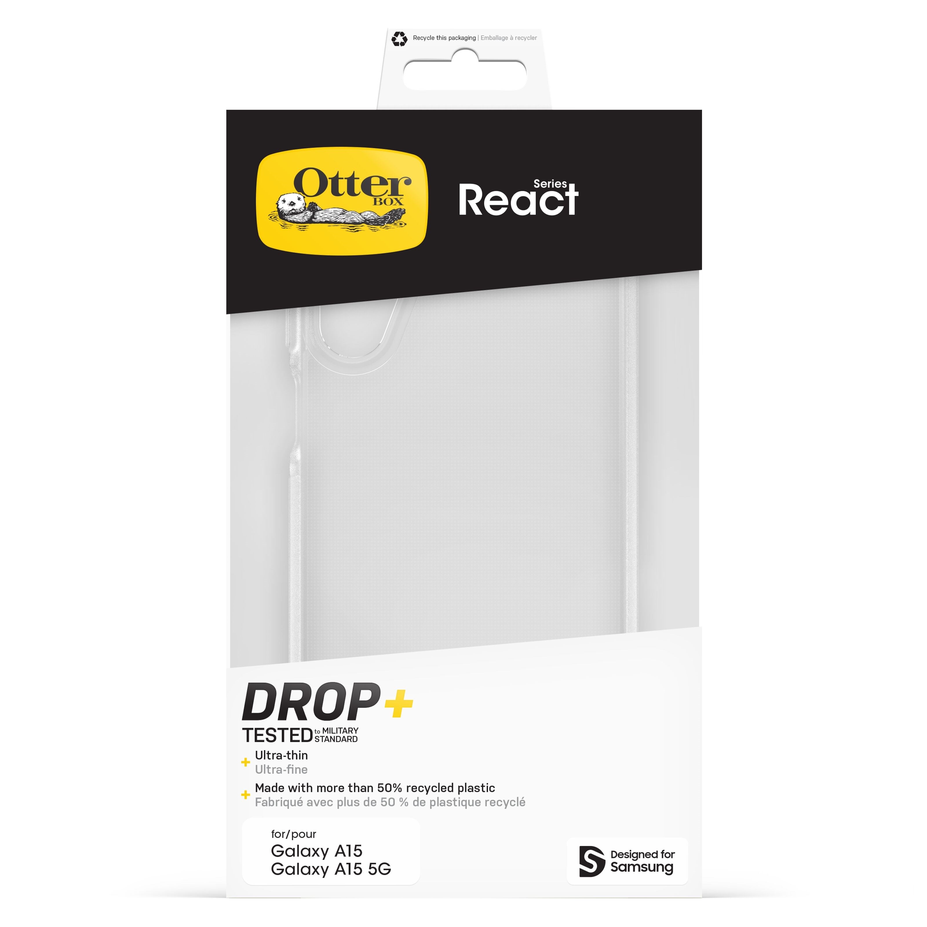Otterbox React Etui for Galaxy A15 og A15 5G - Transparent