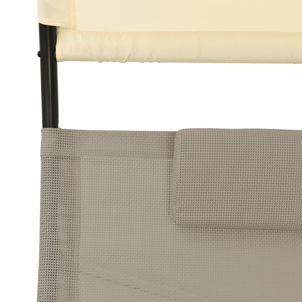 Transat chaise longue bain de soleil lit de jardin terrasse meuble d'extérieur double 139 x 180 x 170 cm avec auvent textilèn