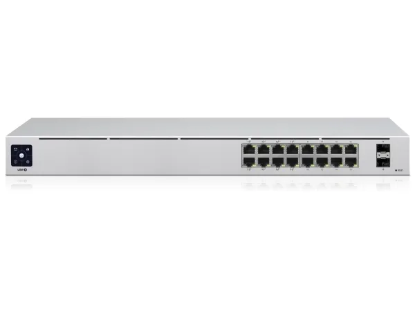 Ubiquiti UniFi Switch USW-16-POE - Switch - Administreret - 16 x 10/100/1000 (8 PoE )   2 x Gigabit SFP (uplink) - desktop, monterbar på stativ - PoE  (42 W)