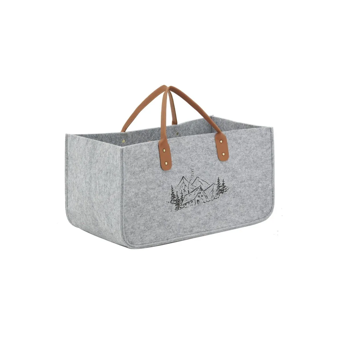 Aubry Gaspard Sac à bûches en feutrine 50 x 25 - Gris