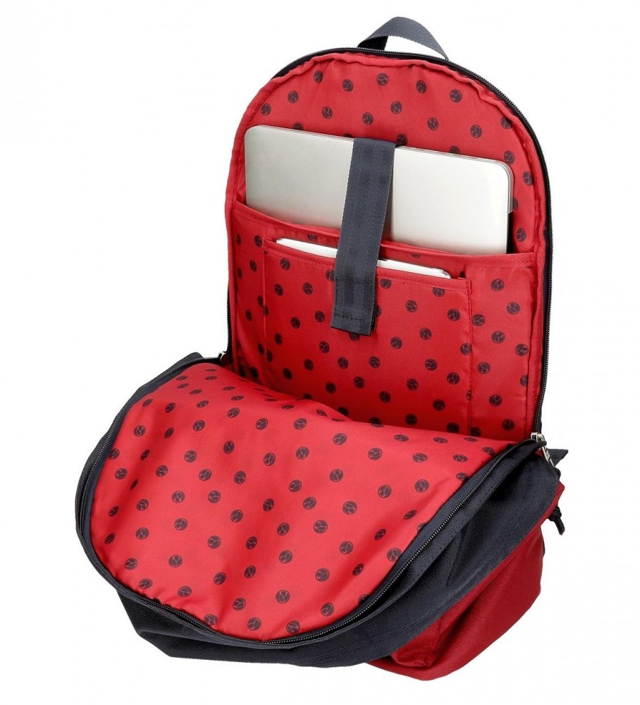 Mochila para laptop adaptável Pepe Jeans Clark com dois compartimentos, vermelha.