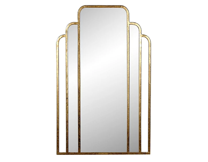 Miroir rectangulaire style art déco effet vieilli doré L.50 x H.80 x ep.10 cm