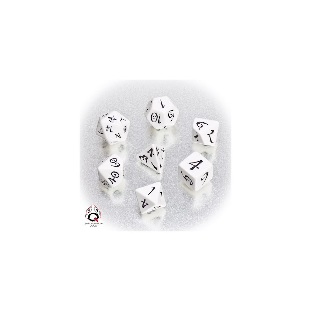 Set de dés elfe Blanc et Noir Classic