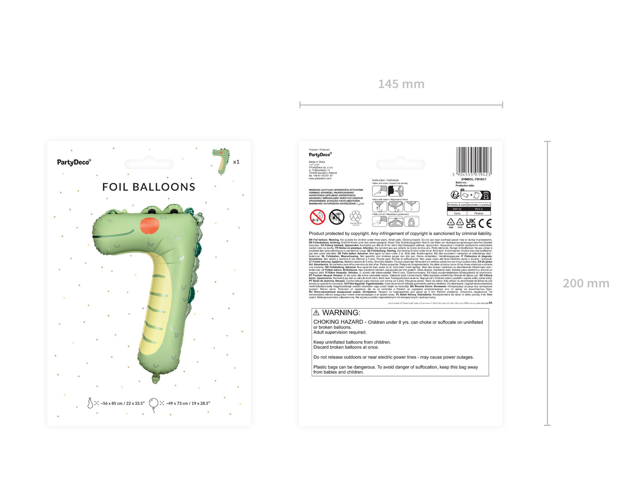 Helium Ballon 7 Jaar Krokodil Leeg 73cm