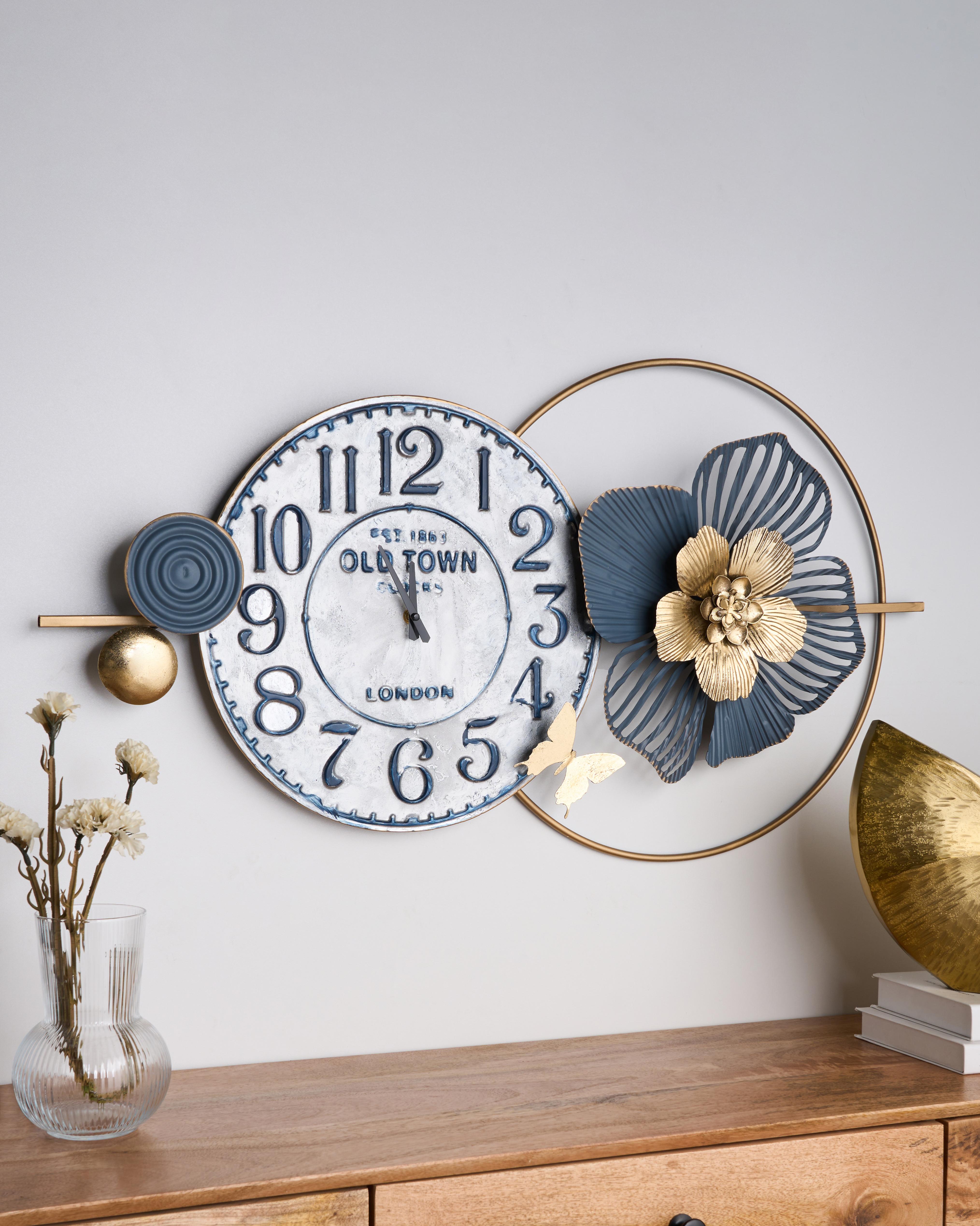Wandklok BERKERIUM 90 cm Metaal Blauw