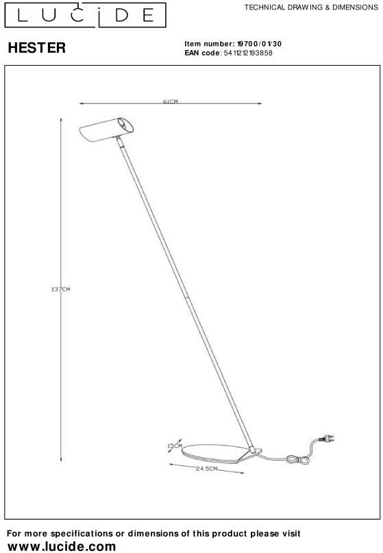Lucide   Hester Vloerlamp