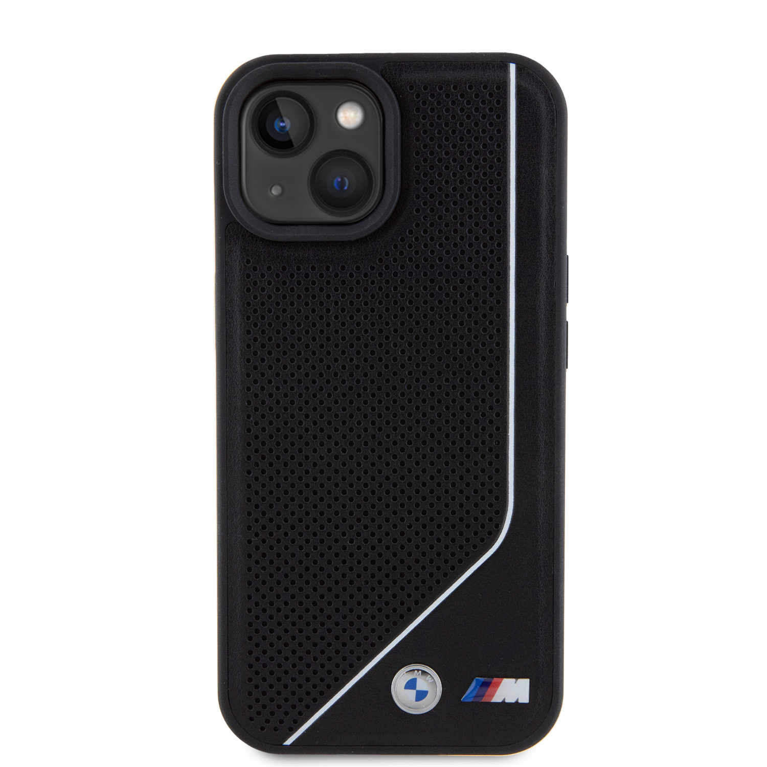iPhone 15 MagSafe Leder Hardcase Hülle Perforated Twisted Line (BMHMP15S23PUCPK) - Schwarz